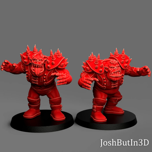 Beast and Birdy (Tag Team 2-pack) Orc Professional Wrestlers from Space by Josh Butlin 3D Games for Tabletop Games, Dioramas and Statues, Available in 15mm, 28mm, 32mm, 32mm heroic, 54mm and 75mm Statue Scale