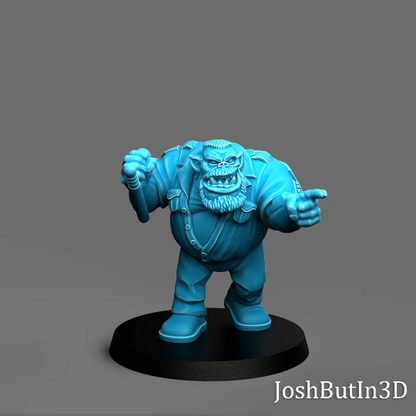 Da Big Boss Boi Orc Grapplaz Professional Wrestler from Space with Nightstick by JoshButin3D Games for Tabletop Games, Dioramas and Statues, Available in 15mm, 28mm, 32mm, 32mm heroic, 54mm and 75mm Statue Scale