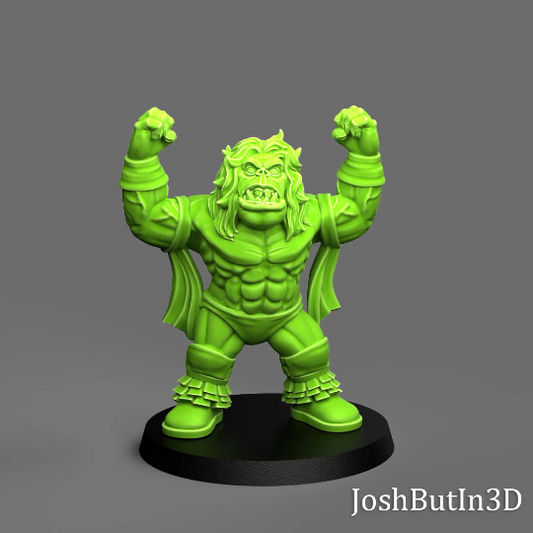 Ultimate Waaaghrior Orc Professional Wrestler from Space with Charisma by Josh Butlin 3D Games for Tabletop Games, Dioramas and Statues, Available in 15mm, 28mm, 32mm, 32mm heroic, 54mm and 75mm Statue Scale