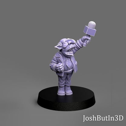 Greene Gene Goblin Grapplaz (small) Professional Wrestler Announcer from Space and Cheater by JoshButin3D Games for Tabletop Games, Dioramas and Statues, Available in 15mm, 28mm, 32mm, 32mm heroic, 54mm and 75mm Statue Scale (Copy) (Copy) (Copy)