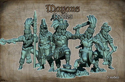 Maya Nobles Historical and Fantasy Wargaming Sculpted by Red Copper Miniatures for Tabletop Games, Dioramas and Statues, Available in 15mm, 20mm, 28mm, 32mm, 54mm and 75mm Statue Scale