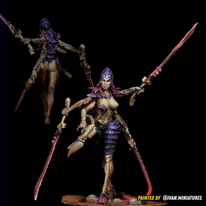 Demure Space Queen of Blades (large monster) by 3D Printing Samurai for Tabletop Games, Dioramas and Statues, Just over 50mm to to eye level