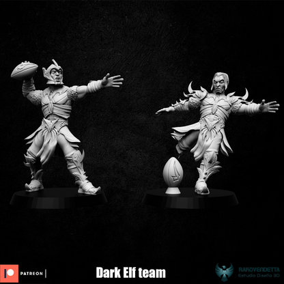 Elfos Oscuros Dark Elf Fantasy Football Team by Rako Vendetta Miniatures for Tabletop Games, Dioramas and Statues