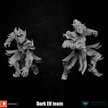 Elfos Oscuros Dark Elf Fantasy Football Team by Rako Vendetta Miniatures for Tabletop Games, Dioramas and Statues