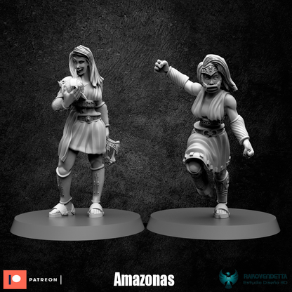 Greek Amazon Wonderful Women Fantasy Football Team by Rako Vendetta Miniatures for Tabletop Games, Dioramas and Statues