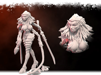 Barbaric Space Queen of Blades (large monster) by 3D Printing Samurai for Tabletop Games, Dioramas and Statues, Just over 50mm to to eye level