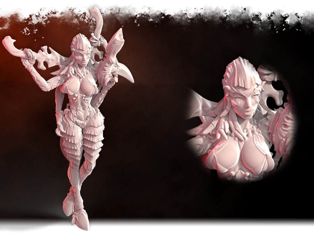 Mocking Demure Space Queen (large monster) by 3D Printing Samurai for Tabletop Games, Dioramas and Statues, Just over 50mm to to eye level