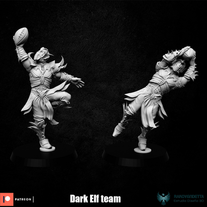 Elfos Oscuros Dark Elf Fantasy Football Team by Rako Vendetta Miniatures for Tabletop Games, Dioramas and Statues