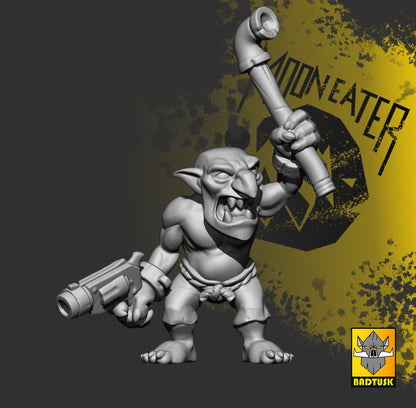 Goblin Mooneater Recruits Squad of ten plus Leader for Eleven Unique Sculpts by Bad Tusk Miniatures for Tabletop Games, Dioramas and Statues