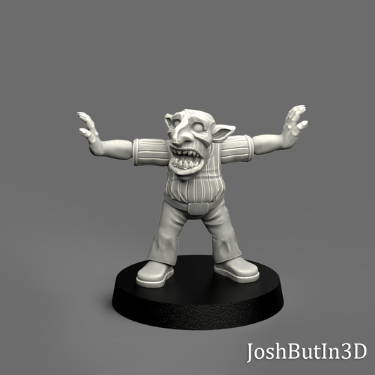 Reff Goblin (small) Professional Referee from Space and Pride of the Ring by Josh Butlin 3D Games for Tabletop Games, Dioramas and Statues, Available in 15mm, 28mm, 32mm, 32mm heroic, 54mm and 75mm Statue Scale