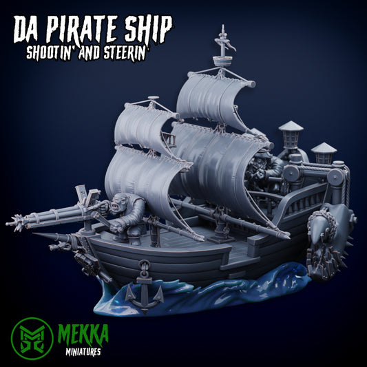 Orc Pirate Ship Sculpted by Mekka Miniatures for Tabletop Games, Dioramas and Statues Including Crew!