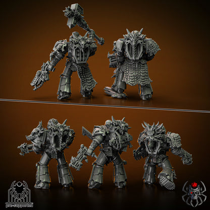 Battle Brothers Flame Lizard Battle Squad Space Knight Dragon Marine Infantry Sculpted by 8 Leg Miniatures and Available in 40mm (28mm-32mm scale)!