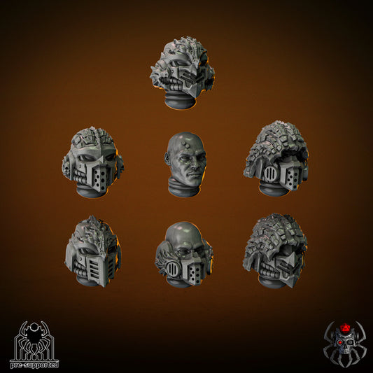 Helmets Pack for Battle Brothers Flame Lizard Space Knight Dragon Marine Infantry Sculpted by 8 Leg Miniatures and Available in 40mm (28mm-32mm scale)!