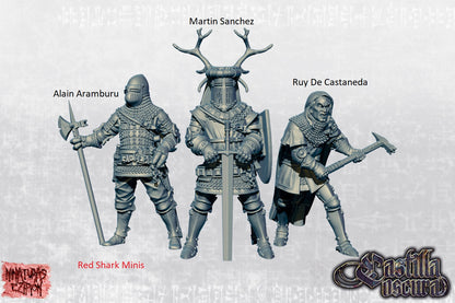 Castilian Lay Knights with Great Sword Warrior by Ezipion for Tabletop Games, Dioramas and Statues, Available in 15mm, 28mm, 32mm, 32mm heroic, 54mm and 75mm Statue Scale