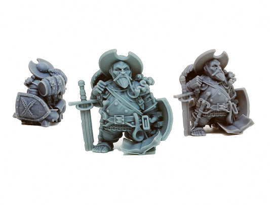 Male Halfling  Don Quixote de La Panza Noble, Rogue and Royal Layabout in Heavy Armor with a Sword and Shield by Ezipion for Tabletop Games, Dioramas and Statues, Available in 15mm, 28mm, 32mm, 32mm heroic, 54mm and 75mm Statue Scale