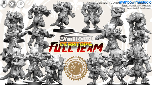 Ceratops Dinosaur Lizardmen Fantasy Football Team by RN Studios for Tabletop Games, Dioramas and Statues