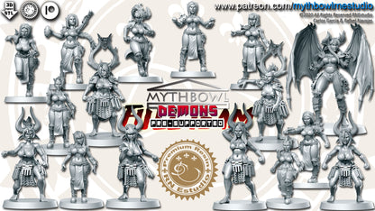 Demons Voluptuous Amazons from Hell Fantasy Football Team by RN Studios for Tabletop Games, Dioramas and Statues