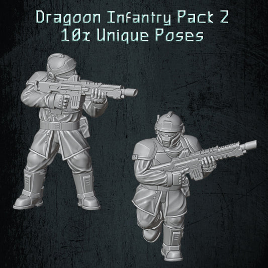 Dragoon Infantry Pack #2 Including 10 Unique Sculpts Sci Fi Imperial Human Defense Force by Quartermaster 3D proxy for 20mm, 28mm, 32mm, Heroic and 54mm Tabletop games and dioramas