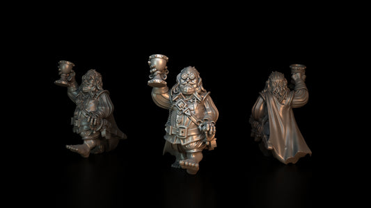 Male Halfling Don Quebeodo with Goblet Noble, Rogue and Royal Layabout  by Ezipion for Tabletop Games, Dioramas and Statues, Available in 15mm, 28mm, 32mm, 32mm heroic, 54mm and 75mm Statue Scale