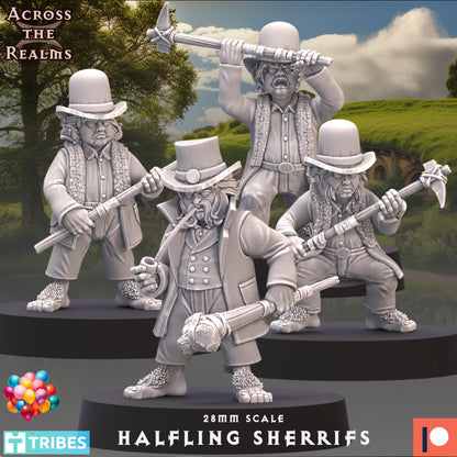 Male Halfling Sherrifs lawmen by Across the Realms for Tabletop Games, Dioramas and Statues, Available in 15mm, 28mm, 32mm, 32mm heroic, 54mm and 75mm Statue Scale