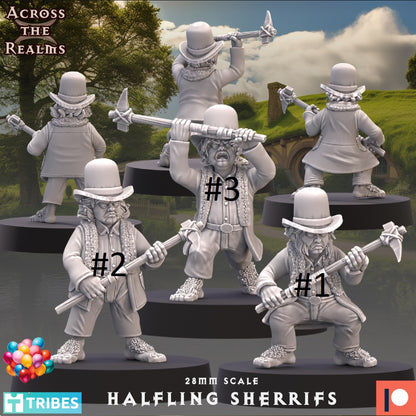 Male Halfling Sherrifs lawmen by Across the Realms for Tabletop Games, Dioramas and Statues, Available in 15mm, 28mm, 32mm, 32mm heroic, 54mm and 75mm Statue Scale