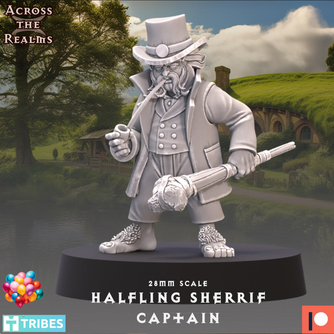 Male Halfling Sherrifs lawmen by Across the Realms for Tabletop Games, Dioramas and Statues, Available in 15mm, 28mm, 32mm, 32mm heroic, 54mm and 75mm Statue Scale