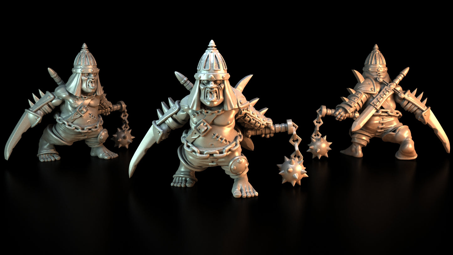 Halfling Flagellant Pit Fighter Slave Warrior with Gauntlet and Morning Star by Ezipion for Tabletop Games, Dioramas and Statues, Available in 15mm, 28mm, 32mm, 32mm heroic, 54mm and 75mm Statue Scale