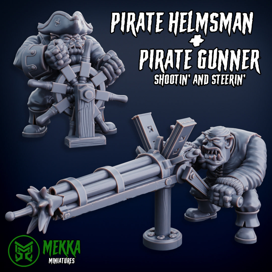 Orc Pirate Ship Sculpted by Mekka Miniatures for Tabletop Games, Dioramas and Statues Including Crew!