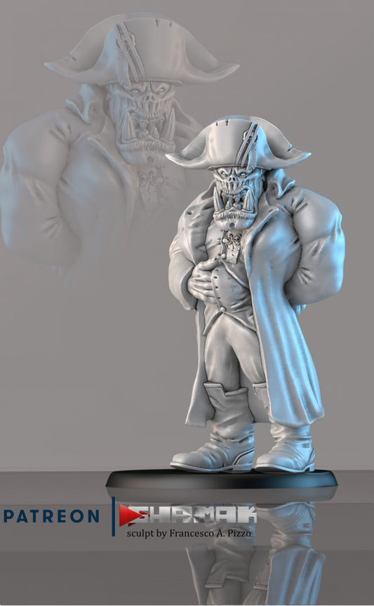 Napoleorc, Coach, General and Space Orc Frenchman Greenskin! Orc Leader Sculpted by Ghamak Miniatures for Tabletop Games, Dioramas and Statues