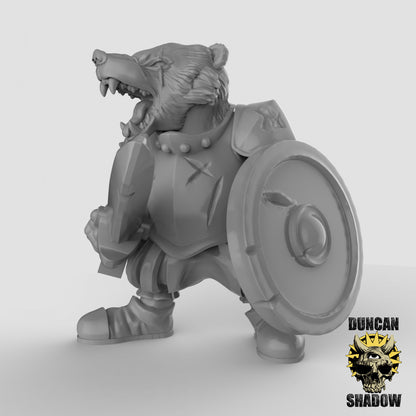 Badger Folk Warrior Knight by Duncan Shadow Luca for Tabletop Games, Dioramas and Statues, Available in 15mm, 28mm, 32mm, 32mm heroic, 54mm and 75mm Statue Scale