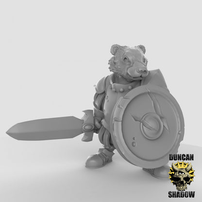 Badger Folk Warrior Knight by Duncan Shadow Luca for Tabletop Games, Dioramas and Statues, Available in 15mm, 28mm, 32mm, 32mm heroic, 54mm and 75mm Statue Scale