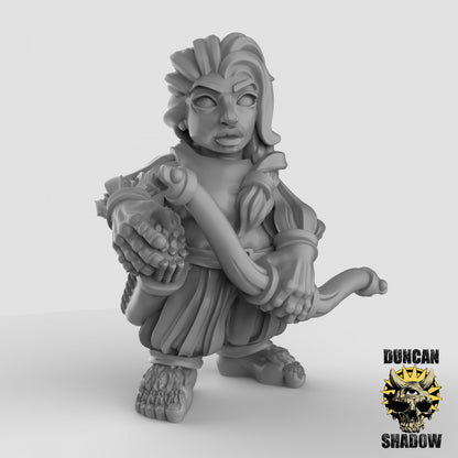 Female Halfling with Bow Archer Bandit Ranger by Duncan Shadow Luca for Tabletop Games, Dioramas and Statues, Available in 15mm, 28mm, 32mm, 32mm heroic, 54mm and 75mm Statue Scale