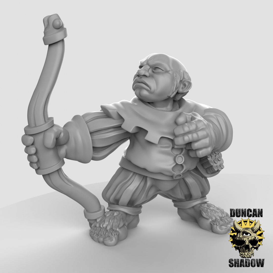 Male Halfling with Bow Archer Bandit Ranger by Duncan Shadow Luca for Tabletop Games, Dioramas and Statues, Available in 15mm, 28mm, 32mm, 32mm heroic, 54mm and 75mm Statue Scale