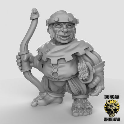 Male Halfling with Bow Archer Bandit Ranger by Duncan Shadow Luca for Tabletop Games, Dioramas and Statues, Available in 15mm, 28mm, 32mm, 32mm heroic, 54mm and 75mm Statue Scale