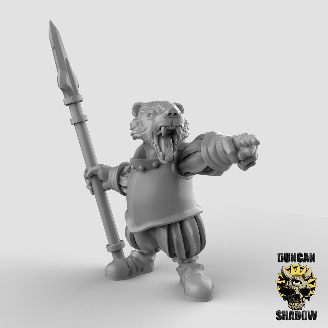 Badger Folk Spear Warrior Knight by Duncan Shadow Luca for Tabletop Games, Dioramas and Statues, Available in 15mm, 28mm, 32mm, 32mm heroic, 54mm and 75mm Statue Scale