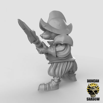 Badger Folk Spear Warrior Knight by Duncan Shadow Luca for Tabletop Games, Dioramas and Statues, Available in 15mm, 28mm, 32mm, 32mm heroic, 54mm and 75mm Statue Scale