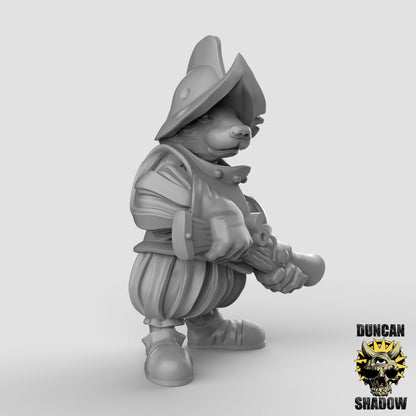 Badger Folk Blunderbuss Warrior Knight by Duncan Shadow Luca for Tabletop Games, Dioramas and Statues, Available in 15mm, 28mm, 32mm, 32mm heroic, 54mm and 75mm Statue Scale