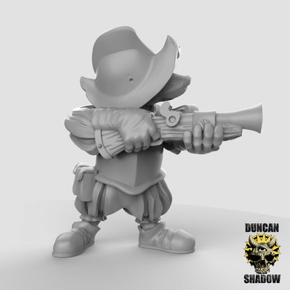 Badger Folk Blunderbuss Warrior Knight by Duncan Shadow Luca for Tabletop Games, Dioramas and Statues, Available in 15mm, 28mm, 32mm, 32mm heroic, 54mm and 75mm Statue Scale