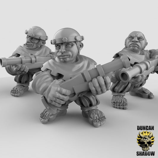 Male Halfling with Rifle Bandit Ranger Gunner by Duncan Shadow Luca for Tabletop Games, Dioramas and Statues, Available in 15mm, 28mm, 32mm, 32mm heroic, 54mm and 75mm Statue Scale