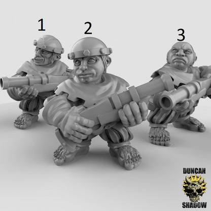 Male Halfling with Rifle Bandit Ranger Gunner by Duncan Shadow Luca for Tabletop Games, Dioramas and Statues, Available in 15mm, 28mm, 32mm, 32mm heroic, 54mm and 75mm Statue Scale