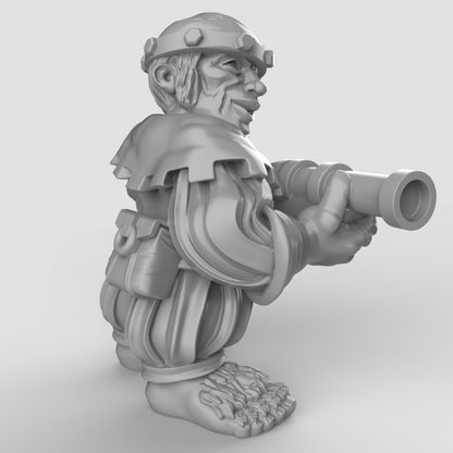 Male Halfling with Rifle Bandit Ranger Gunner by Duncan Shadow Luca for Tabletop Games, Dioramas and Statues, Available in 15mm, 28mm, 32mm, 32mm heroic, 54mm and 75mm Statue Scale