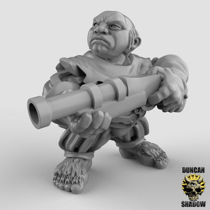 Male Halfling with Rifle Bandit Ranger Gunner by Duncan Shadow Luca for Tabletop Games, Dioramas and Statues, Available in 15mm, 28mm, 32mm, 32mm heroic, 54mm and 75mm Statue Scale