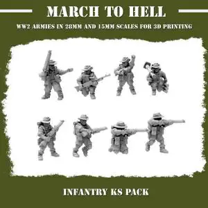 Australian Riflemen Infantry WW2 From 3DBreeds March to Hell Range for Tabletop Games, Dioramas and Statues, Available in 15mm, 20mm, 28mm, 32mm, 32mm heroic, 54mm and 75mm Statue Scale