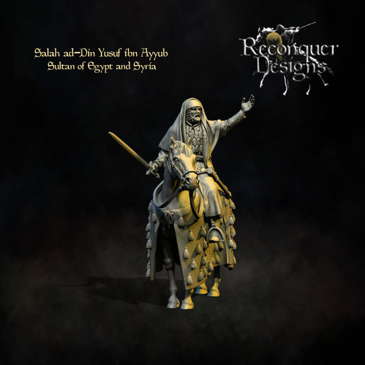 Saladin - Sultan of Egypt and Syria Salah ad-Din Yusuf ibn Ayyub, Historical and Fantasy Wargaming Sculpted by Reconquer Designs Miniatures for Tabletop Games, Dioramas and Statues, Available in 15mm, 20mm, 28mm, 32mm, 54mm and 75mm Statue Scale