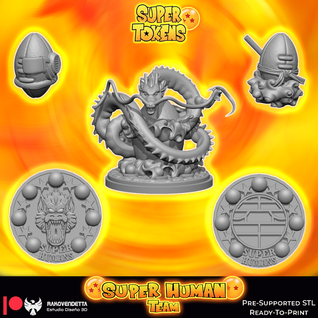 Super Human Fantasy Football Team Tokens by Rako Vendetta Miniatures for Tabletop Games, Dioramas and Statues