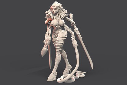 Barbaric Space Queen of Blades (large monster) by 3D Printing Samurai for Tabletop Games, Dioramas and Statues, Just over 50mm to to eye level