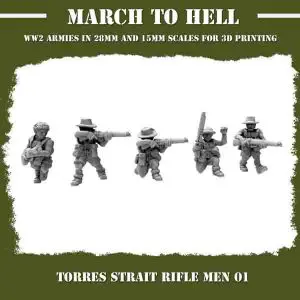 Australian Torres Straight Riflemen Infantry WW2 From 3DBreeds March to Hell Range for Tabletop Games, Dioramas and Statues, Available in 15mm, 20mm, 28mm, 32mm, 32mm heroic, 54mm and 75mm Statue Scale